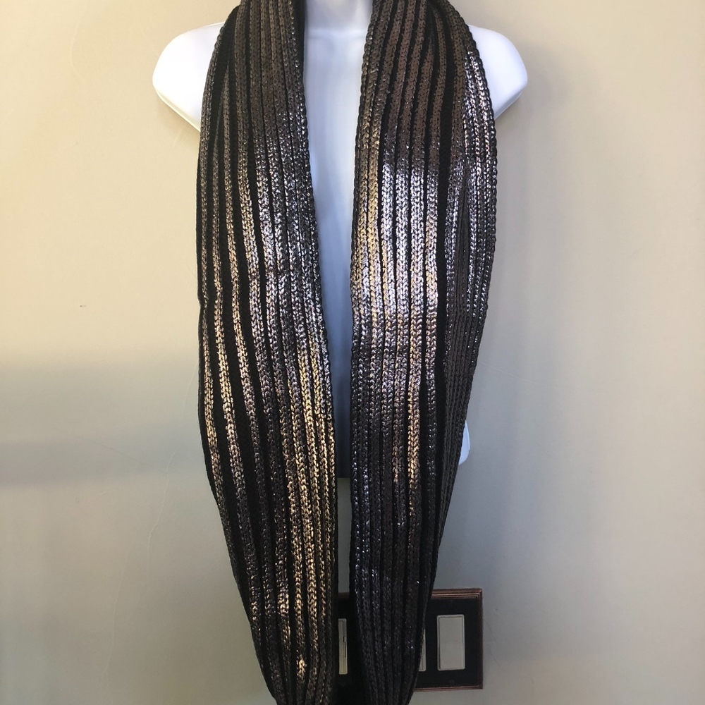 Metallic Black Chilly Reception Infinity Scarf